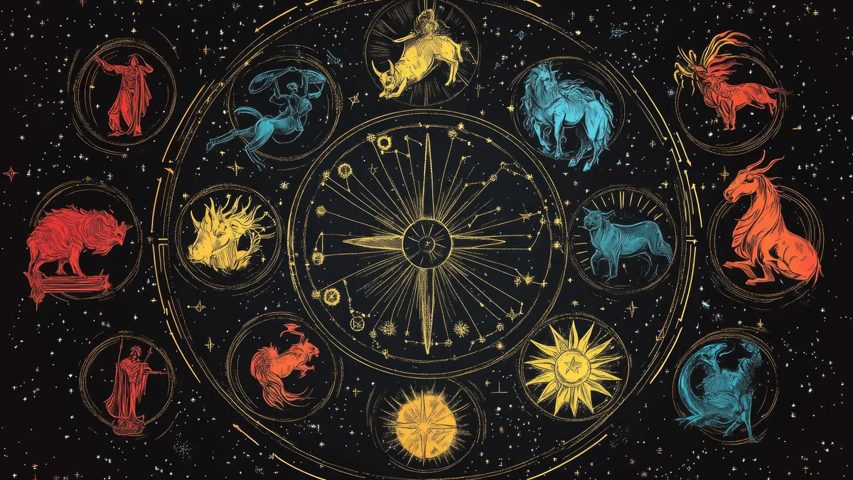 narcissistic mother: zodiac wheel constellation art illustration